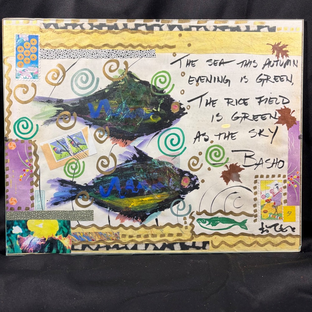 Celia E Stapleton Autumn Sea 1998 Original Gyotaku Fish Print Mixed Media Art